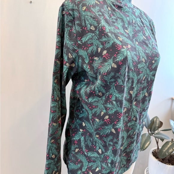 Karen Scott Green and Red holiday Patterned Long Sleeve Top - Picture 3 of 5